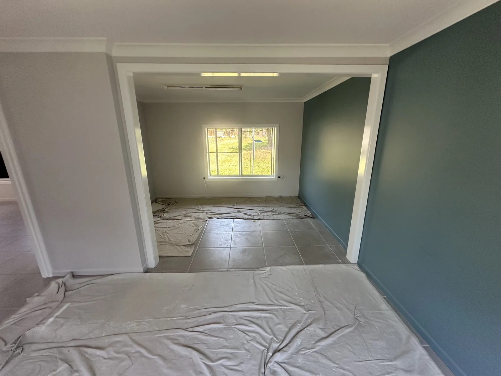 Interior feature wall painted in teal