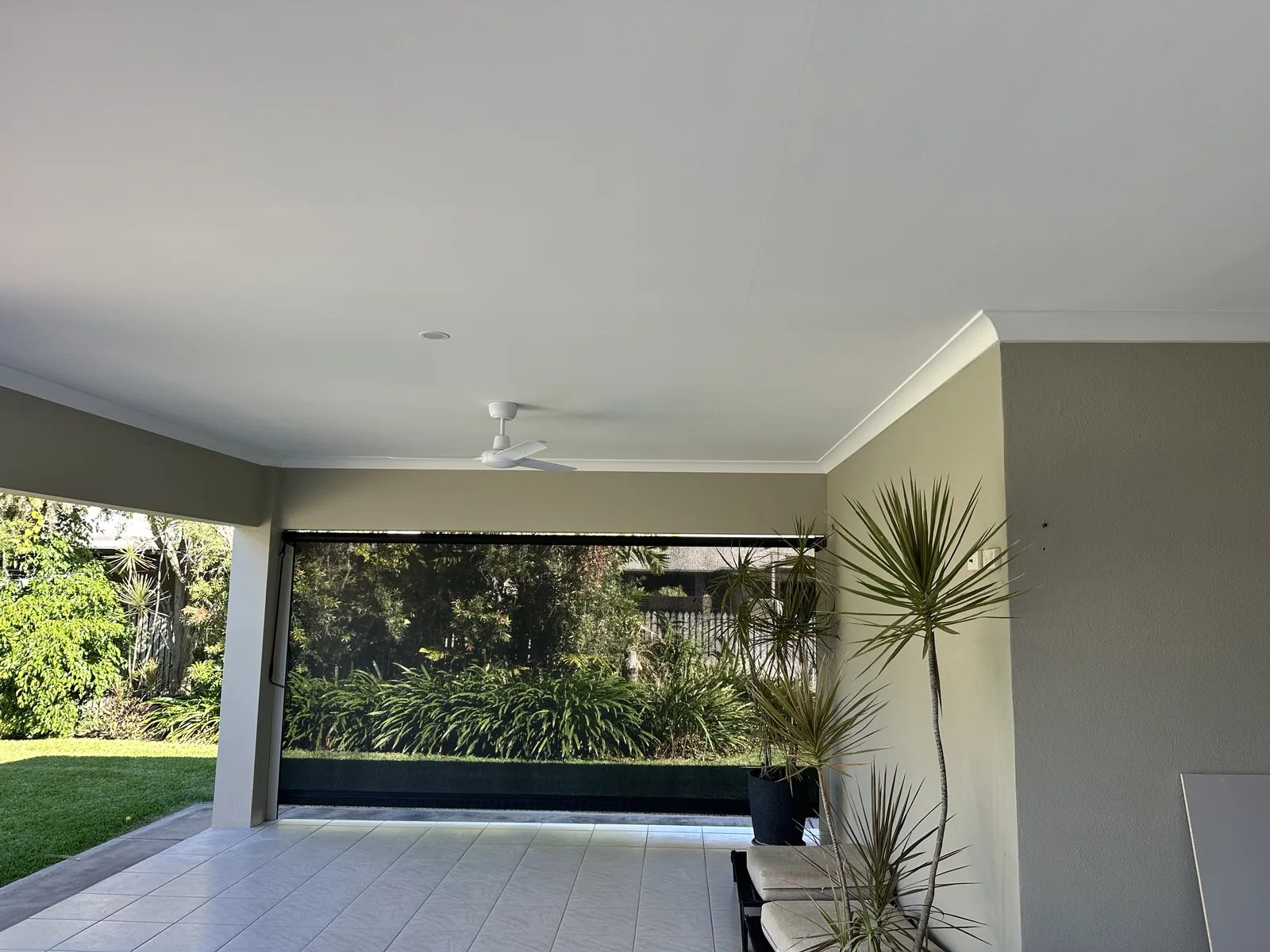 Freshly painted outdoor patio ceiling on a North Queensland home